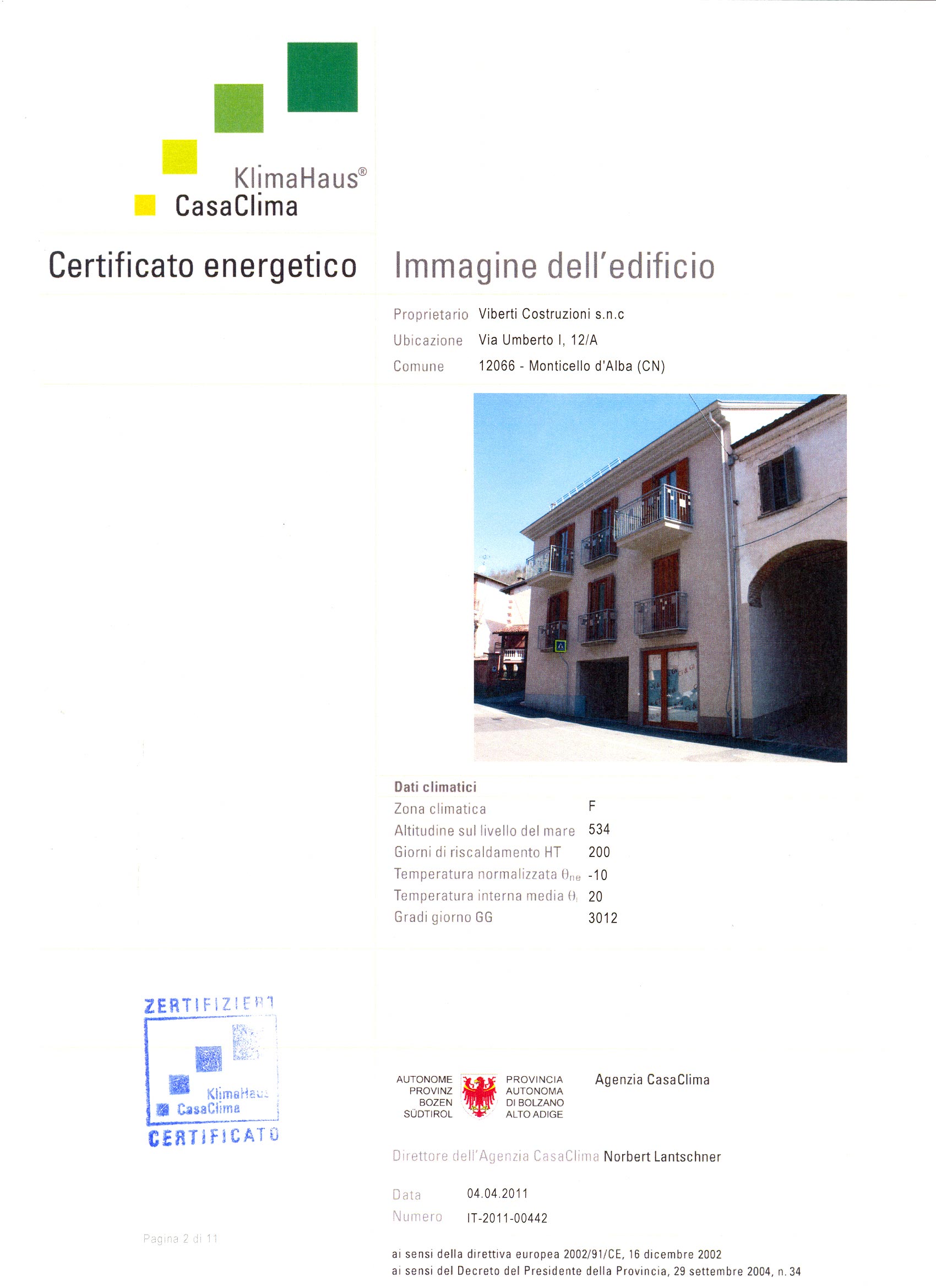 certificazione casaclima condominio girasole